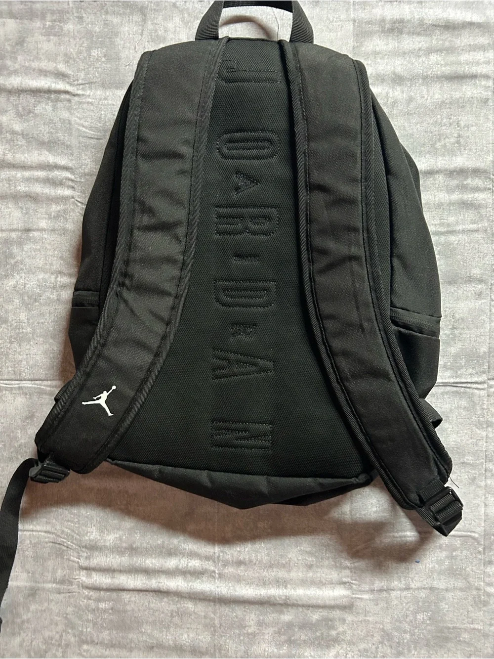 Jordan Black Backpack with Red Jumpman and White Lettering